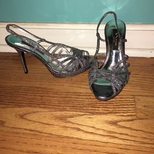 4 inch sparkly silver heels