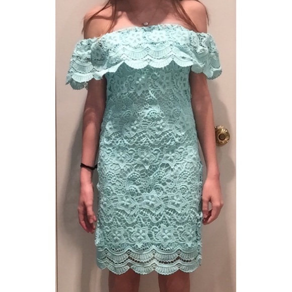 Aqua lace dress from Lulus