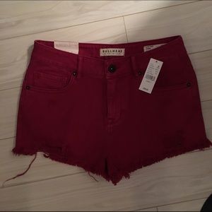 high rise bullhead denim shorts