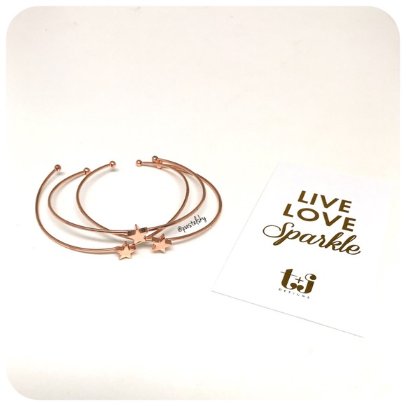 🆕 T&J DESIGNS rose gold star bangles - Picture 2 of 4