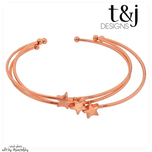 🆕 T&J DESIGNS rose gold star bangles - Picture 3 of 4