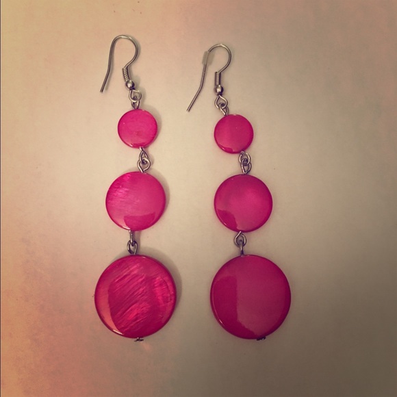 Pretty hot pink dangling earrings