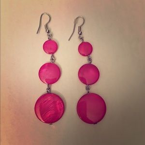 Pretty hot pink dangling earrings
