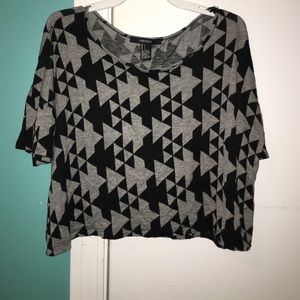 black and gray flowy crop top