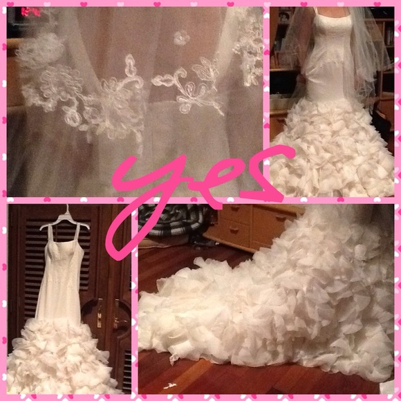 Vera Wang wedding dress:"White" Georgette Mermaid