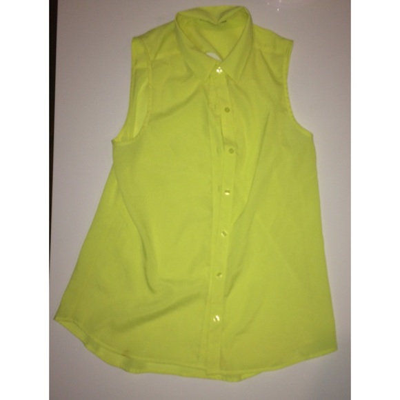 Express Neon Yellow Button Down Tank