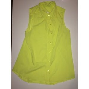 Express Neon Yellow Button Down Tank