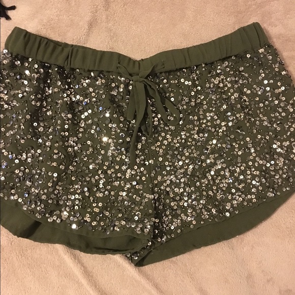 Guess green sparkle dress shorts
