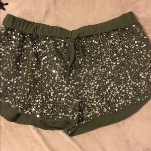 Guess green sparkle dress shorts