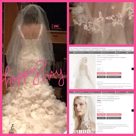 Veil Vera Wang 2 tier walking w/ lace appliqués