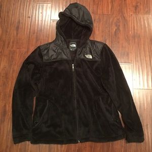 Women's North Face zip-up fuzzy hooded jacket