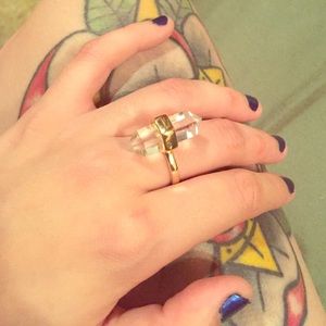 Played gold crystal ring