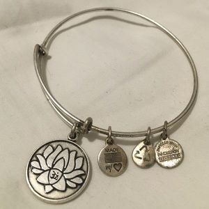 ALEX AND ANI Lotus Peace Petal Silver Charm Bangle