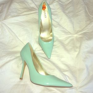 Patten leather pumps