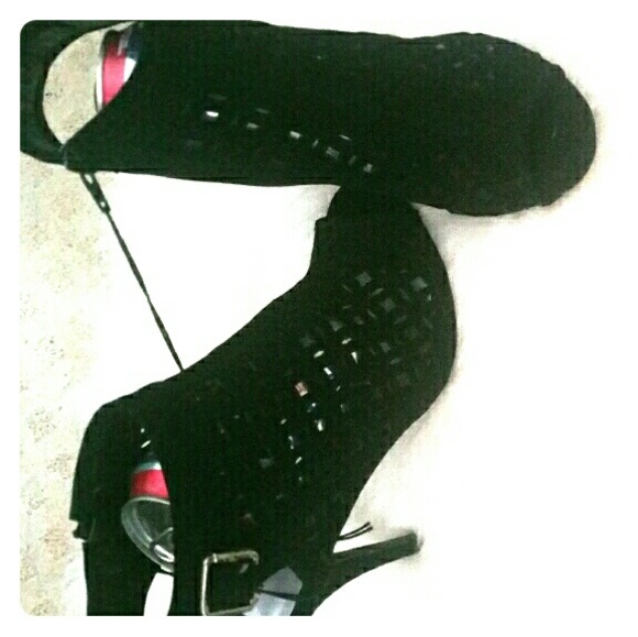 Black open toe booties