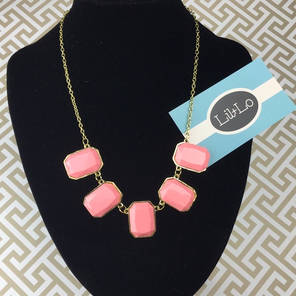Pink/Coral Statement Necklace by Lil+Lo NWT - Picture 2 of 2