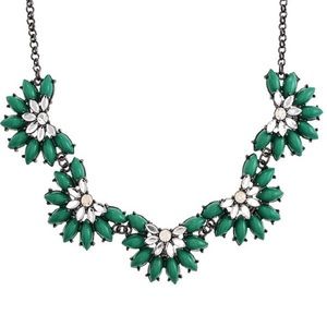 Emerald green floral statement necklace