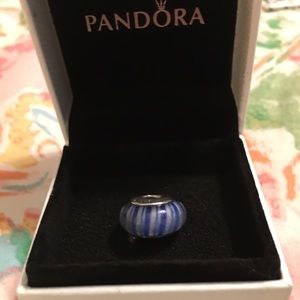 Pandora Blue with White Streak Murano Charm