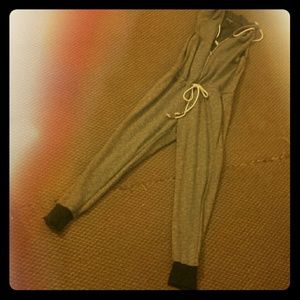 Grey and black short sleve jumpsuit