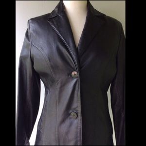 Ladies Black Leather Blazer style coat, Wilsons🕶