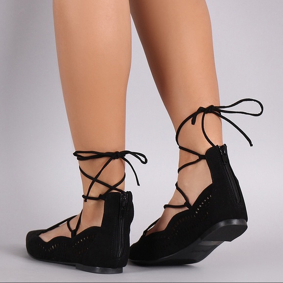 Suede Perforated Lace Up Flat ✨ - Picture 3 of 3