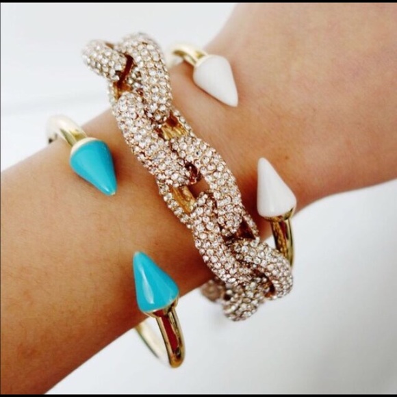 T&J Designs White Enamel Spike Bracelet - Picture 2 of 3