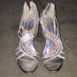 Sparkly silver heels