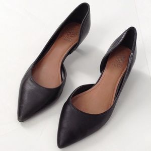 Black leather kitten heels