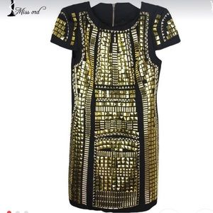 Womens Black dress with Gold Studs