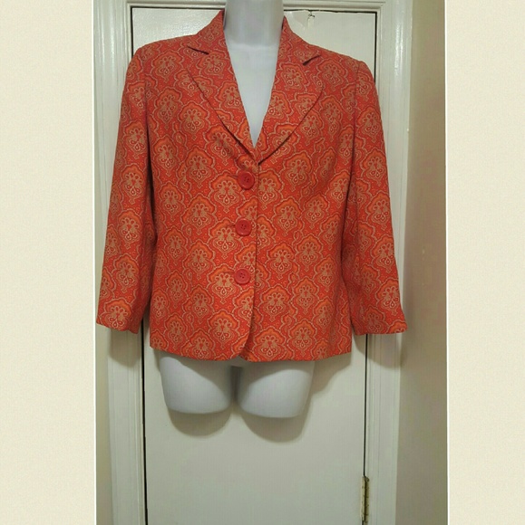 Vibrant orange fashion short blazer dress jacket