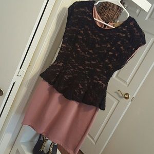 Black and Blush Colored Lace Dress