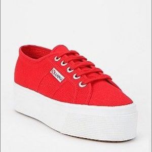 Red Superga Flatform Sneakers