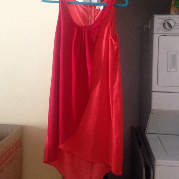 Red and peach dress