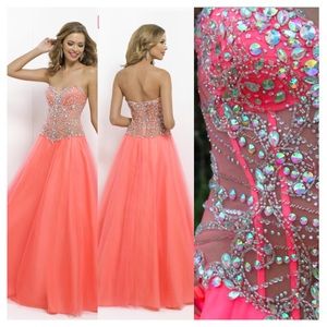 2015 Blush Coral Crystalized Prom Sze 6 Style#5307