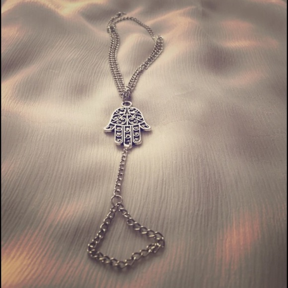 Silver Hamsa Ring Bracelet