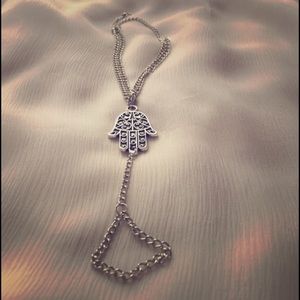 Silver Hamsa Ring Bracelet