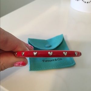 Tiffany Red enamel heart bangle bracelet