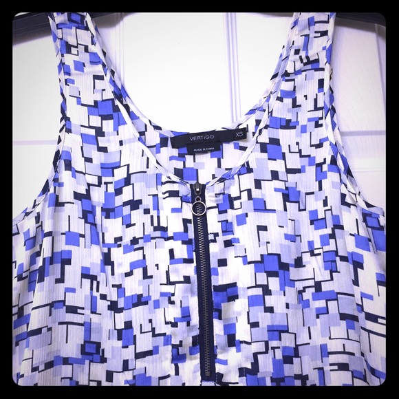 Tank top mini dress with cute front zipper & belt - Picture 1 of 4