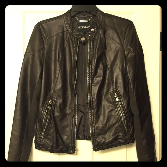 Express chocolate brown faux leather jacket - Picture 1 of 4
