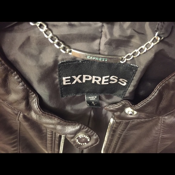 Express chocolate brown faux leather jacket - Picture 2 of 4