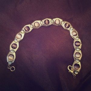 💖VINTAGE SILVER & AMETHYST-LIKE STONE BRACELET💖