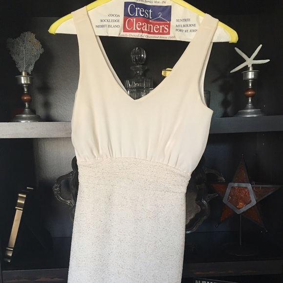 Ivory cocktail dress, gold shimmer