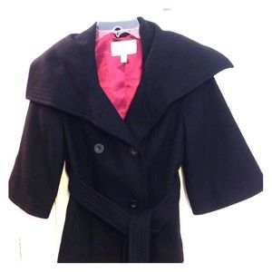 3/4 Sleeve Wool Coat Black