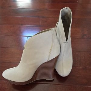 Jennifer Lopez Cream Wedge Booties