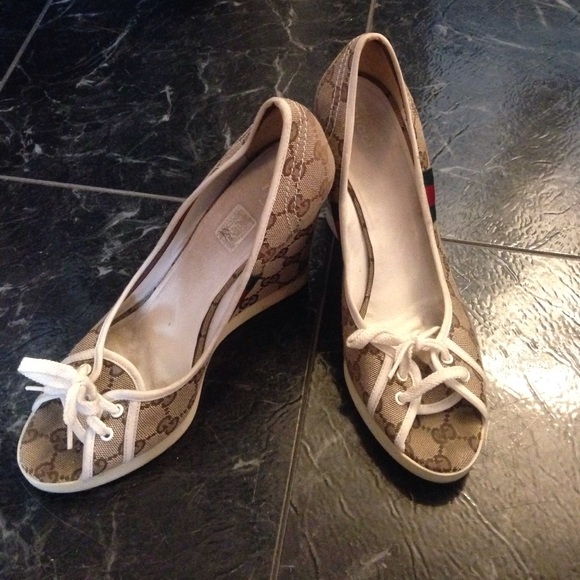 Gucci monogram wedges
