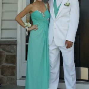 Open back one shoulder prom dress
