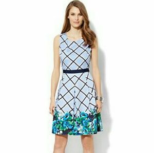 Trellis Print Fit & Flare Dress