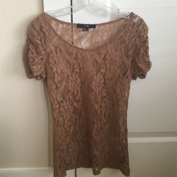 brown lace shirt