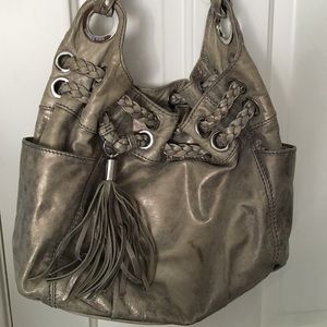Michael Kors grey metallic handbag