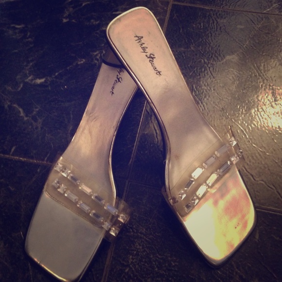 Silver slide sandals